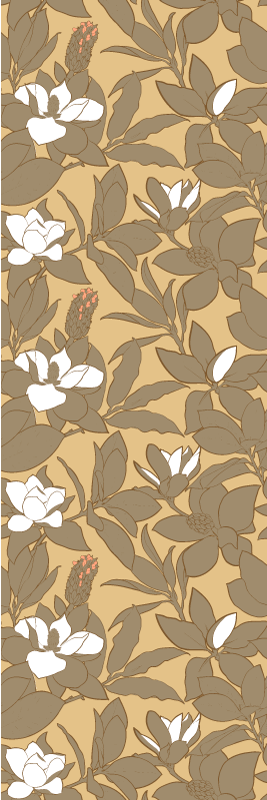 Magnolia blomsterdekoration tapet til soveværelse - TenStickers