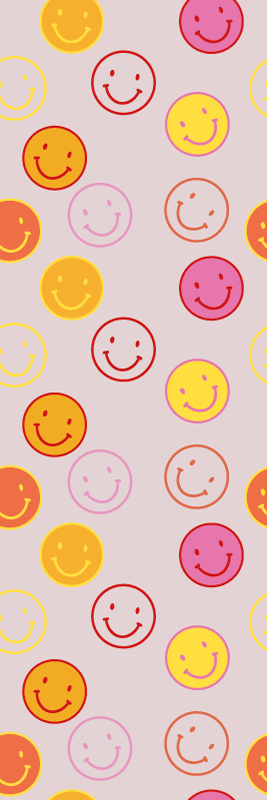 Pink and yellow drawn smiley faces Teenage Bedroom Wallpaper - TenStickers