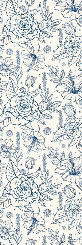 Pink and dark blue floral Wallpaper  Peel and Stick or NonPasted