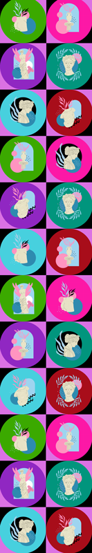 Behang cirkels met beelden vaporwave - TenStickers