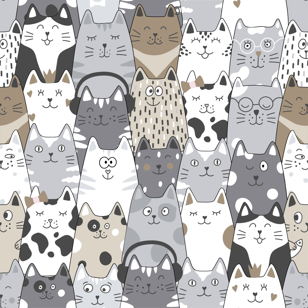 Kinderzimmer Tapete Cartoon Katzen - TenStickers
