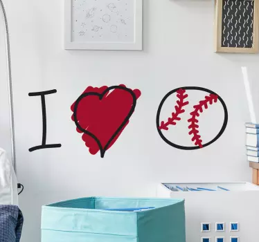 I love baseball wall sticker. This sports sticker is perfect for any baseball fans. The sticker consists of the phrase "I love baseball"