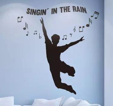Check out our gorgeous music wall sticker that has a text that says "singin' in the rain" which you can get in 50 colors. Easy to apply.
