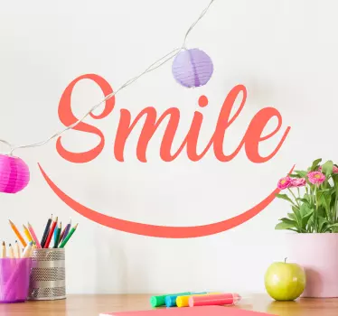Check out our beautiful text wall sticker that says "smile" and that is available in 50 colors. The product is very easy to apply.