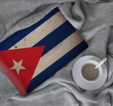 Decorative flag laptop vinyl sticker of  Cuba. This pretty country flag design is a nice decoration for any laptop and it is eaay to apply.
