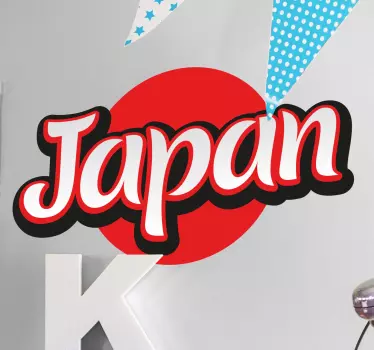 Japan flag sticker with an original and youthful lettering theme. The wall sticker is especially made for those who love  their country, the country of the rising sun.