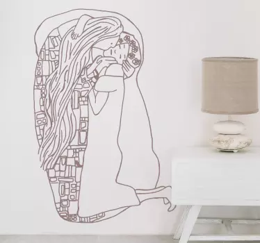 Wall art decal with an original and modern recreation of a famous painting by Gustav Klimt. Extremely long-lasting material.