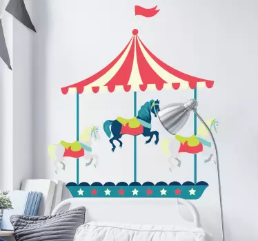 Circus wall sticker for your children's room with the drawing of a live fair carousel, ideal to place on the head of his bed.