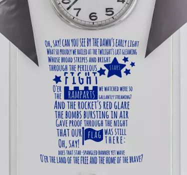 National anthem USA wall sticker written in the design of the iconic high hat. This classic sticker will bring the national feelings wherever it is.