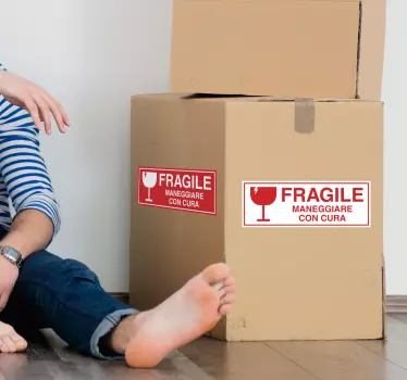 Iconic sign vinyl sticker to label boxes, cartoon and delivery items . It is easy to apply and available in any size required.