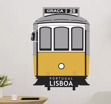 A location theme wall sticker with the design of Lisbon electric train. It is self adhesive, easy to apply and available in any size needed.