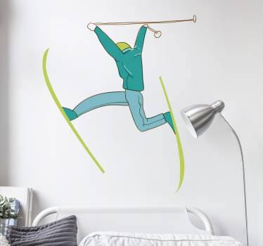 Ski sport wall vinyl sticker for children room decoration. The design is available in any desired size and it application is easy.