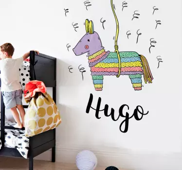 Pinata wall sticker to decorate the bedroom space of children. It is customisable in any desired name of choice. Easy to apply and self adhesive.
