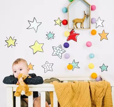 Space theme wall sticker for kids with the design of amazing pretty colorful stars. Buy it in any size required and it application is easy.
