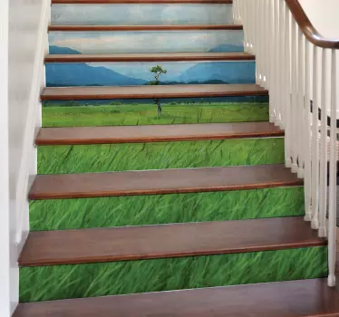 An original nature theme stair case sticker with the design of nature. It is available in any required size and easy to apply.