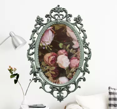 Create a vintage look in your house with this personalized vintage mirror ornamental wall decal.  It is personalisable with the image of your choice.
