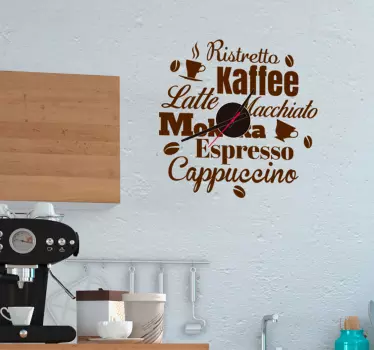 A simple decorative wall clock sticker with text for home and any space of choice. It is available in different colours and size options.