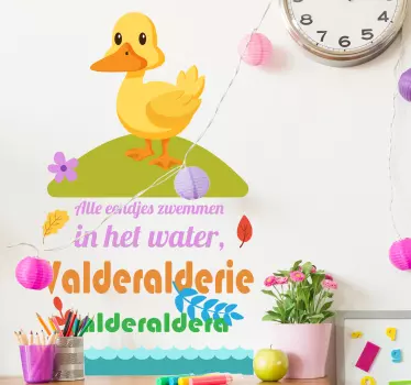 Colorful children bedroom wall sticker with the design of nursery rhyme and duckling. It is available in any size needed and very easy to apply.
