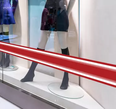 Glass door signage sticker with a colorful line design to place as boundary on a shop front window. It is available in any size of choice.