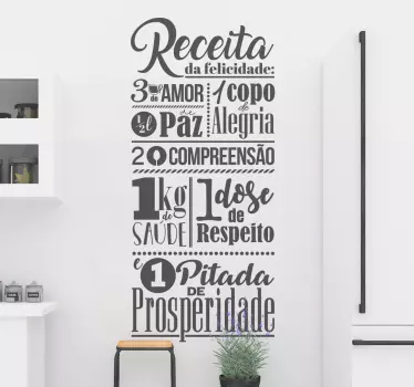 Recipe text home wall art sticker to decorate any space in a house or other space. It is available in different colours and size options.