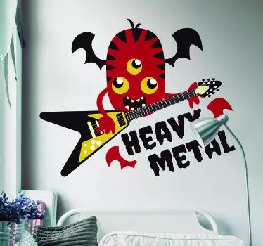 Rock on with this great music wall sticker! Depicting a 3 eyed monster having the time of his life playing the electric guitar!