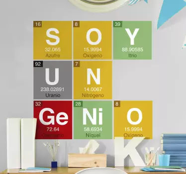Science theme wall sticker design of periodic table of element. Choose it in any desired size and it application is easy.