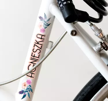  Decorative flowers sticker for bike frame decoration. It is customisable in any required name. Easy to apply and can be chosen in any size.