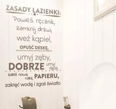 A standard Poland bathroom text wall sticker. Easy to apply, self adhesive and available in different colours and size options.
