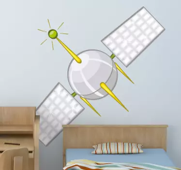 Kids Wall Stickers - Fun vector design of a satellite. Turn the walls into space and let this satellite orbit the room.