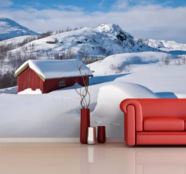 Photo Murals - Shot of a house in the mountains covered in snow. All of our products are made from the highest quality materials we could buy.