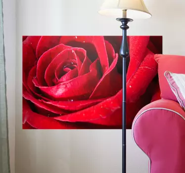 Photo Mural - Detailed floral shot of a red rose. Great for adding colour to any room. Very easy to apply and remove from surfaces.