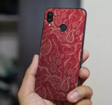 Cover the back space of your mobile phone in our original Huawei phone decal made in paisley design on red background. It is available in sizes.