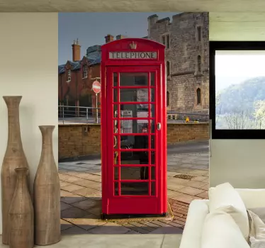 Photo Murals - Add a British touch to your room with this shot of a red British phone box.