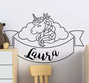 Personalized name unicorn sticker for children bedroom decoration. This design is creatively made to appeal to any kid and fill their fairy fantasy.