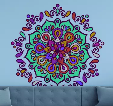 Colorful floral pattern mandala wall sticker design for home or any other space. It is self adhesive, durable and easy to apply.