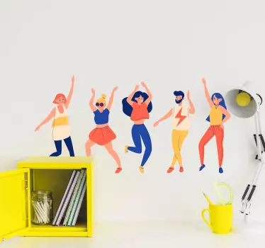 Dancing personality furniture sticker. The design features different people dancing and it is really colorful. Easy to apply and of high quality.