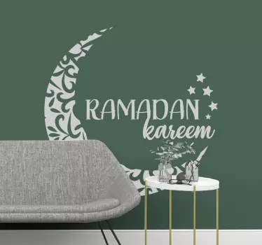 Ramadan Kareem  location sticker to decorate any space.  The design is featured with moon, stars and Ramadan inscription . It is easy to apply.