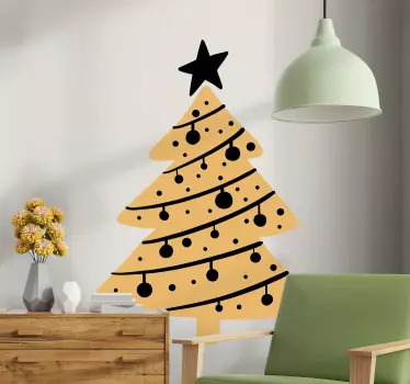 Ornamental decorative Christmas tree wall sticker design. It is original, durable and made of high quality vinyl.  Easy to apply on flat surface.