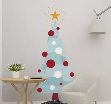 Special decorative Christmas tree sticker design with geometric features. The tree design is assembled with geometric features in colorful appearance.