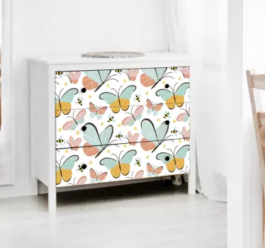 Decorative butterflies decal for furniture. It is featured with various colorful butterflies design. Suitable for all space. Easy to apply.
