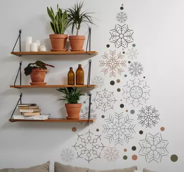 You can decorate your home with this Christmas tree snowflakes decal pattern  as part of your charismas decoration. Easy to apply and of high quality.