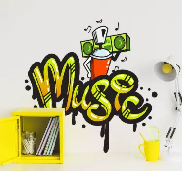 Urban sound city music sticker to decorate any space of choice. The design contains stylish inscription of the text music, sound symbols and a Dj.
