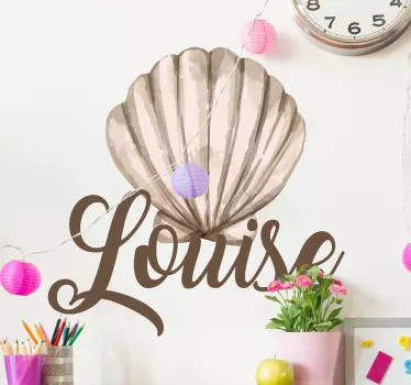 Customize your name on our beautiful decorative seashell sticker for your living room and other space. It is original and easy to apply.