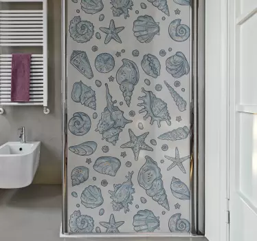 We got you covered with our seashell sticker for shower screen. A design for seashell and sea animal lovers. Customizable to any dimension required.