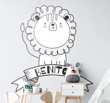 Customize the name of your baby of young kid in this beautiful cartoon lion sticker for kid. It is original, self adhesive and easy to apply.