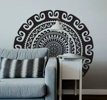 An amazing decorative mandala wall art decal design to beautify a living room space and other interior space in a house. Easy to apply and original.