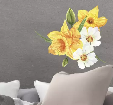 Yellow daffodil flower wall sticker. Give an attractive attention on any part of your home with this lovely flower design decal.