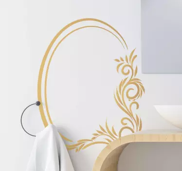 Decorative ornamental floral pattern sticker for mirror decoration and on other surface of choice. Available in any size required.