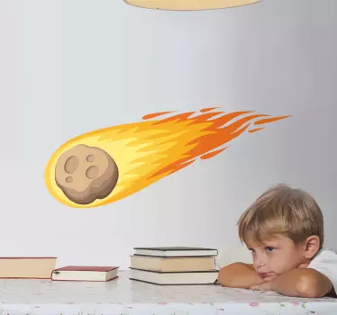 Comet falling down space wall sticker. Simple but colorful space illustration sticker to decorate any surface of choice.