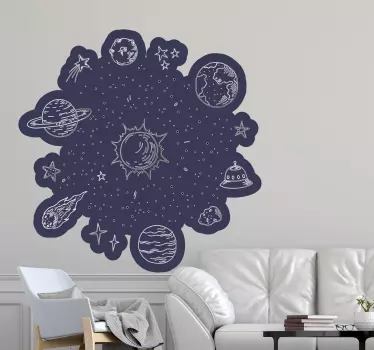 Solar system sketches space travel stickers. The design is suitable for any part of a house and it is easy to apply. Easy to apply and adhesive.